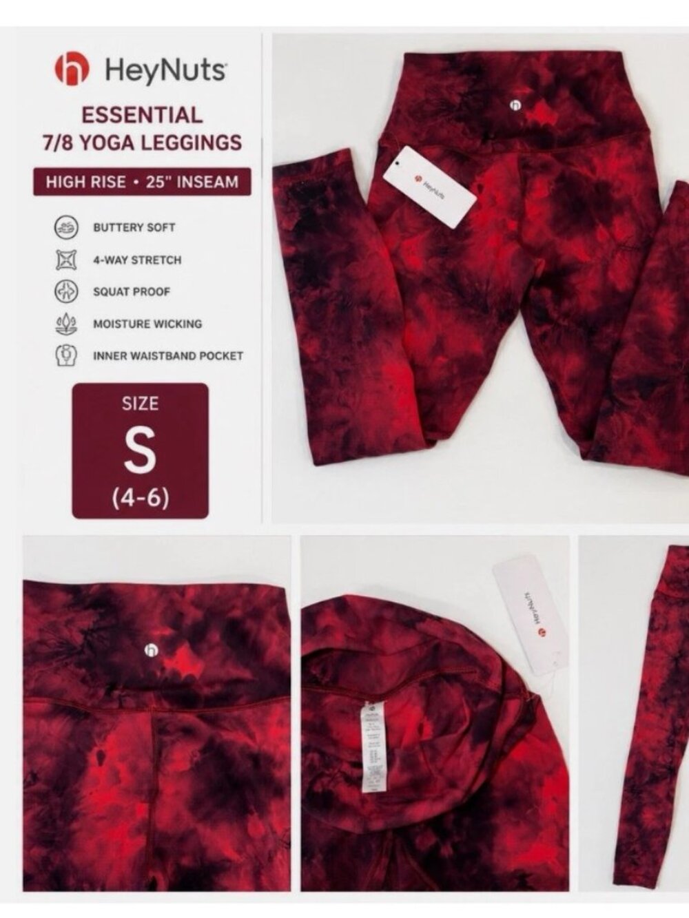 HeyNuts Essential 7/8 Yoga Leggings – Women’s Small NWT